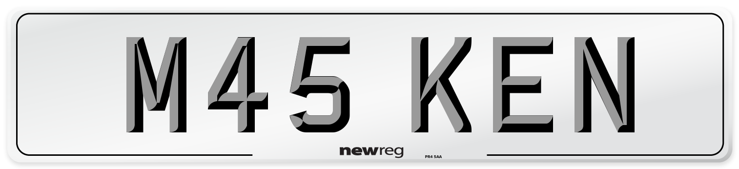 M45 KEN Number Plate from New Reg